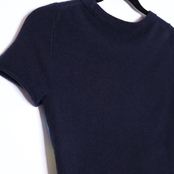 J. CREW Short Sleeve Cashmere T-shirt Sweater Navy Floral Women's XS Petite - Picture 5 of 8